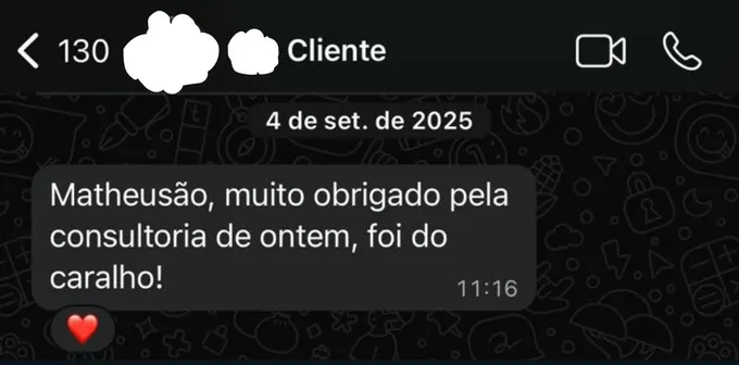 Matheusão muito obrigado pela consultoria de ontem